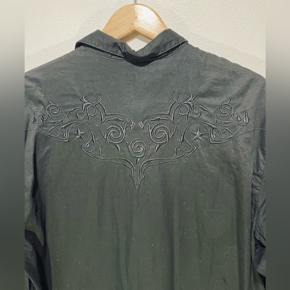Roper western shirt black embroidered rodeo ranch pockets men’s 2XL - Picture 5 of 8